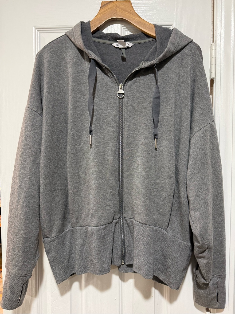 Athleta Women’s Gray Full Zip Knit Hoodie w/ Pockets Size XL